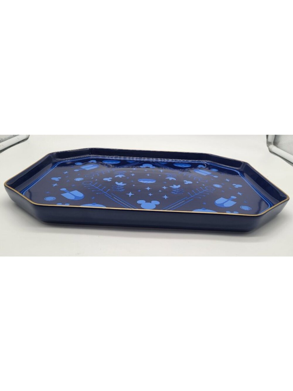 Disney Parks Mickey Mouse Ceramic Hanukkah Holiday Serving Tray Platter Blue - Picture 2 of 7